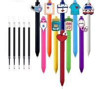 Zheigaoxea 10-Pack Nurse Pens with Heart & Stethoscope Designs - Black Ink Medical Pens for Nurses, Doctors & Students, Includes 5 replacement refills,Medical Themed Writing Instruments