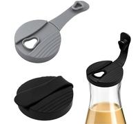 Zheigaoxea 2 Pack Silicone Cruet Lid for good seasons, Crute Bottle Lid compatible with good seasons,Replacement Lids For Cruets Salad Dressing Bottle（Black &Grey）