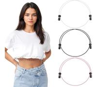 Zheigaoxea 3Pcs Shirt Tuck Band for Women Adjustable Elastic Top Belt, Latex & Polyester Waist Crop Band for Tucking Shirts & Sweaters (Black, White, Pink)
