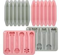Zheigaoxea 4 Pack Assorted Crayon Molds Cavity 3D Crayon Silicone Mold Triangular Silicone Chocolate Making for DIY Wax Crayons Candle Melting Animal Flower Chocolate Pen Shapes, Pink Gray 4pcs
