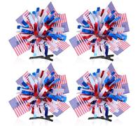 Zheigaoxea 4 Pcs Red White and Blue Cheer Hairpin Patriotic Accessories Set for Woman Parade Halloween Party