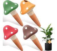 Zheigaoxea 4PCS Terracotta Spikes, Mushroom Shaped Self Watering Globes, Slow Release Self Watering Planter Insert, Plant Watering Globes for Indoor and Outdoor Plants