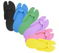 Zheigaoxea 6 Pairs Disposable Foam Pedicure Slippers, Multi Color Bulk Pack for Nail Salons Guests and Spas（6 Colors）