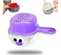 Zheigaoxea Kitchen Dual-Layer Draining Basket with Handle, Fruit Washing Bowl with Strainer, Plastic Vegetable Washing Draining Basket Small Colander for Mini Berry Tomato Grape Washer (Purple)