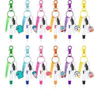 Zheigaoxea Mini Highlighter Nurse Pens for Badge Reel Pen Include 12 Tip Highlighter 12 Permanent Marker Pen and 12 Retractable Ball Pen with 12 Nursing Keychain Clip Christmas (60pcs)