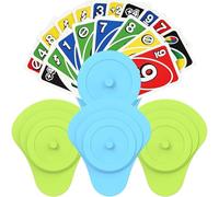 Zheigaoxea Playing Cards Holder for Little Hands, Multiple Layers Design for UNO Game Nights, Poker, Canasta, Spite Malice, Playing Card Accessories for Family Gatherings & Travel, Set of 4 (2 Blue +