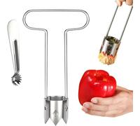 Zheigaoxea Red Bell Pepper Seed Corer - Fruit Vegetable Stem Remover for Pepper Pineapple Pear Apple Tomato, 304 Stainless Steel Rust Resistant, Easy to Use & Clean Kitchen Gadgets Tool (1 Set)