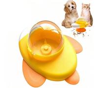 Zheigaoxea Rotating Rocket Pet Food Dispenser, Interactive Cat Feeder for Indoor Cats, Cat Puzzle Feeders, Portable Rocket Design, 360°Rotating Dog Puzzle Toy, Treat Dispenser for Dogs and Cats.（Yello
