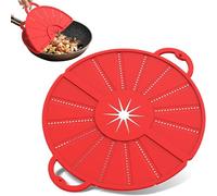Zheigaoxea Silicone Splatter Screen for Frying Pan, Foldable Splash Guard, Multi-Use Grease Splatter Guard,Heat-Resistant Trivet Mat, 12" Non-Stick Oil Splatter Guard, Dishwasher Safe, BPA Free-red（Re