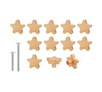 Zhemessy Boho Dresser Knobs-12Pack Wood Drawer Knobs Star-Shaped Wooden Dresser Pulls with 24Screws for Cabinet,Furniture Easy Install Easy to Use