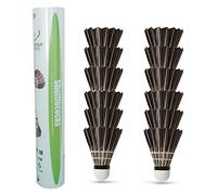 ZHENAN Goose Feather Badminton Shuttlecocks,12 Pack Black Feather Badminton Birdies-Training Birdie Ball for Indoor and Outdoor Matches,Highly Stable & Durable Shuttle Balls