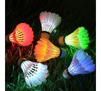 ZHENAN LED Badminton Shuttlecocks,Colourful Lighting Badminton Birdies,Goose Feather Shuttlecock,Glow in The Dark Birdie Balls for Outdoor Indoor Sport Activities (Feather_6pcs)