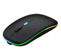 ZhenBaoTian Wireless Bluetooth LED Slim Rechargeable Mute Mouse,Portable(USB 2.4G+Bluetooth5.2/3.0) Dual Mode Optical Computer Mice, 3 Adjustable DPI.for Laptop,iPad,PC,Android,MacBook,Tablet (black)