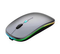 ZhenBaoTian Wireless Bluetooth LED Slim Rechargeable Mute Mouse,Portable(USB 2.4G+Bluetooth5.2/3.0) Dual Mode Optical Computer Mice, 3 Adjustable DPI.for Laptop,iPad,PC,Android,MacBook,Tablet (grey)