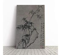 Zheng Xie Oriental Bamboo and Rocks Vol.2 Canvas Print | Gallery Wrapped 30mm Frame Wall Art | 24x16 inches | Ready to Hang | Modern Floral Picture | Living Room Bedroom Lounge Office