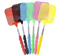 Zhenghebuy 6Pcs Telescopic Fly Swatters with Stainless Steel Handle,Powerful Fly Swatters with Adjustable Handles for Indoor,Outdoor