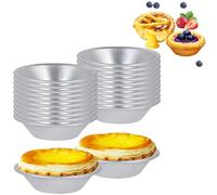 Zhenghebuy Egg Tart Molds,20 Pcs Pudding Moulds for Baking,Yorkshire Pudding Tray,Mini Muffin Tray,Aluminium Egg Tart Mould,Non-Stick Cupcake Moulds,Tart Tins for Egg Tart,Pudding,Cookie(7.2cm)