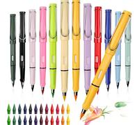 Zhenghebuy Everlasting Pencil,12 Colours Inkless Pencils with Extra 24 Replaceable Graphite Nib,Forever Colored Pencil with Eraser,Reusable Infinity Pencil