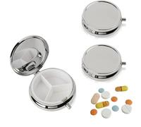 Zhenghebuy Pill Box,2 PCS Small Pill Case,3 Compartment Portable Medicine Pill Case,Pill Box Organiser with Mirror for Vitamins,Pills,Fish Oil,Earrings