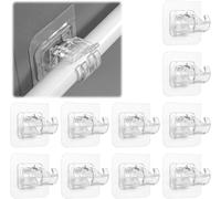 Zhenghebuy Self Adhesive Curtain Rod Bracket,10PCS Nail Free Adjustable Rod Holders,Fixing Rod Holder for Home,Kitchen,Bathroom,Hotel(Transparent)