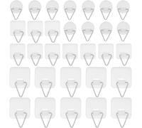 Zhenghebuy Self-Adhesive Picture Hooks,30 Pcs Invisible Plate Hangers,Wall Hangers Plastic,Multi-Purpose Display Hanger for Art Decoration