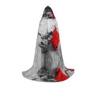 Zhengjia A Red Rose Print Halloween Hooded Cape Witch Cosplay Accessories Adult/Kids Fancy Dress Costume For Masquerade, Halloween, Family Party