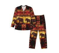 Zhengjia African Elephant Patchwork Men'S Pyjamas Sets, Men'S Loungewear Set, Breathable And Comfortable Comfortable Sleepwear Black