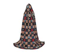 Zhengjia American Flag Patchwork Print Halloween Hooded Cape Witch Cosplay Accessories Adult/Kids Fancy Dress Costume For Masquerade, Halloween, Family Party