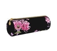 Zhengjia Beautiful Flowers Round Leather Pencil Case - Large Capacity Pencil Case for School & Office