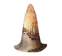 Zhengjia Beautiful Venice Canal View Print Halloween Hooded Cape Witch Cosplay Accessories Adult/Kids Fancy Dress Costume For Masquerade, Halloween, Family Party