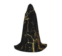 Zhengjia Black Gold Marble Print Halloween Hooded Cape Witch Cosplay Accessories Adult/Kids Fancy Dress Costume For Masquerade, Halloween, Family Party
