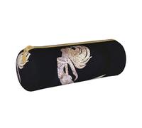 Zhengjia Black Mermaid Round Leather Pencil Case - Large Capacity Pencil Case for School & Office
