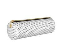 Zhengjia Black Round Dot Round Leather Pencil Case - Large Capacity Pencil Case for School & Office