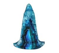 Zhengjia Bright Aqua Blue Print Halloween Hooded Cape Witch Cosplay Accessories Adult/Kids Fancy Dress Costume For Masquerade, Halloween, Family Party