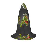 Zhengjia Chameleon Listen Music Print Halloween Hooded Cape Witch Cosplay Accessories Adult/Kids Fancy Dress Costume For Masquerade, Halloween, Family Party
