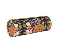 Zhengjia Chef Pizza Round Leather Pencil Case - Large Capacity Pencil Case for School & Office