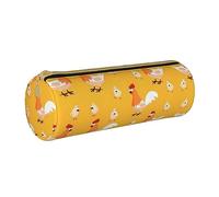 Zhengjia Chicken Chick Round Leather Pencil Case - Large Capacity Pencil Case for School & Office