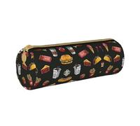 Zhengjia Chicken Leg Burger Drink Round Leather Pencil Case - Large Capacity Pencil Case for School & Office