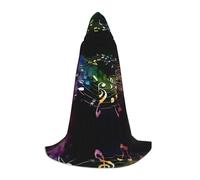 Zhengjia Colorful Music Notes Print Halloween Hooded Cape Witch Cosplay Accessories Adult/Kids Fancy Dress Costume For Masquerade, Halloween, Family Party