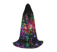 Zhengjia Colorful Rainbow Stars Print Halloween Hooded Cape Witch Cosplay Accessories Adult/Kids Fancy Dress Costume For Masquerade, Halloween, Family Party