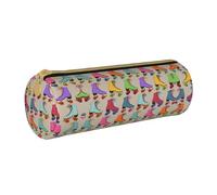 Zhengjia Colorful Roller Skates Round Leather Pencil Case - Large Capacity Pencil Case for School & Office