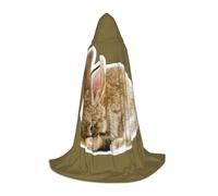 Zhengjia Cry Rabbit Print Halloween Hooded Cape Witch Cosplay Accessories Adult/Kids Fancy Dress Costume For Masquerade, Halloween, Family Party