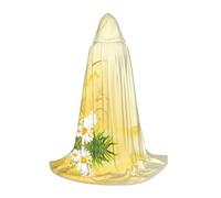 Zhengjia Curving Chamomile Flowers Flying Butterflies Print Halloween Hooded Cape Witch Cosplay Accessories Adult/Kids Fancy Dress Costume For Masquerade, Halloween, Family Party