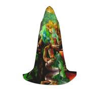 Zhengjia Cute Chameleon Print Halloween Hooded Cape Witch Cosplay Accessories Adult/Kids Fancy Dress Costume For Masquerade, Halloween, Family Party