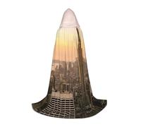 Zhengjia Empire State Building Print Halloween Hooded Cape Witch Cosplay Accessories Adult/Kids Fancy Dress Costume For Masquerade, Halloween, Family Party
