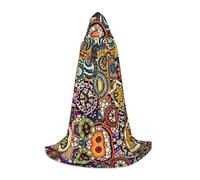 Zhengjia Ethnic Circles Floral Pattern Print Halloween Hooded Cape Witch Cosplay Accessories Adult/Kids Fancy Dress Costume For Masquerade, Halloween, Family Party
