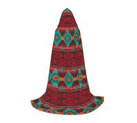 Zhengjia Ethnic Geometric Pattern Print Halloween Hooded Cape Witch Cosplay Accessories Adult/Kids Fancy Dress Costume For Masquerade, Halloween, Family Party