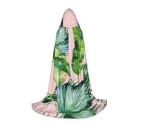 Zhengjia Fresh Banana Leaves Print Halloween Hooded Cape Witch Cosplay Accessories Adult/Kids Fancy Dress Costume For Masquerade, Halloween, Family Party