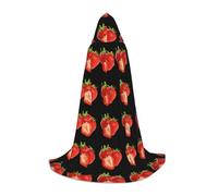 Zhengjia Fresh Strawberry Print Halloween Hooded Cape Witch Cosplay Accessories Adult/Kids Fancy Dress Costume For Masquerade, Halloween, Family Party