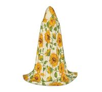 Zhengjia Fresh Sunflower Print Halloween Hooded Cape Witch Cosplay Accessories Adult/Kids Fancy Dress Costume For Masquerade, Halloween, Family Party